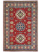 5x7 Red Kuba Afghan Hand Knotted Wool Area Rug